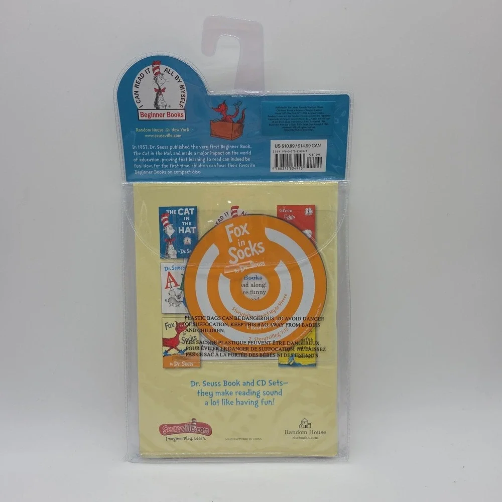 Dr. Seuss Book CD The Cat In Hat Green Eggs Ham One Fish Two Fish Fox In Socks
